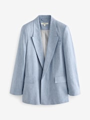 Blue Textured Linen Blazer - Image 6 of 7