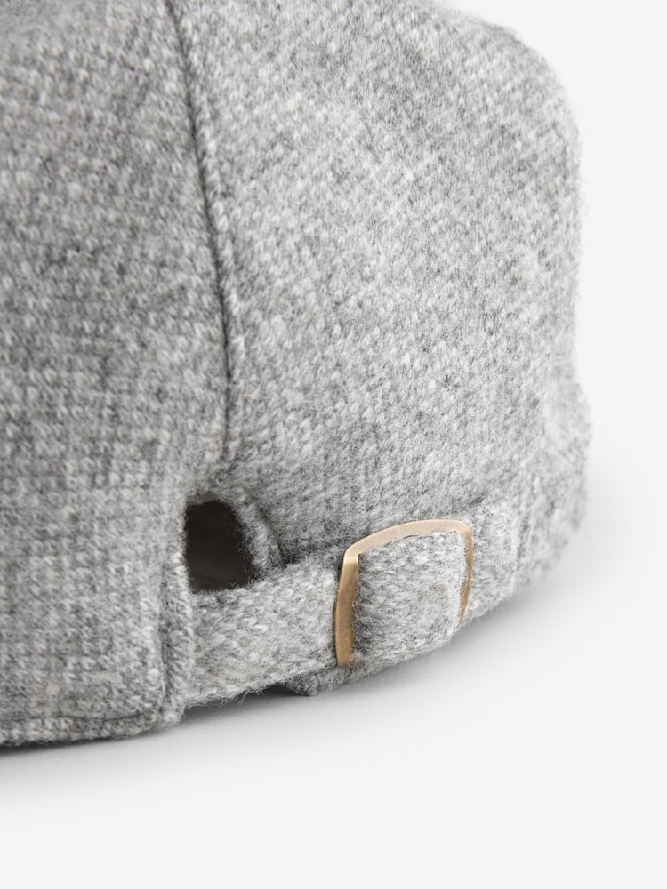 Grey Wool Blend Flat Cap - Image 4 of 5