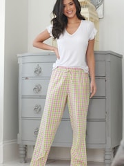 Pour Moi Pink Woven Gingham Paperbag 100% Cotton Trousers - Image 2 of 5