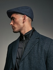 Navy Blue Wool Blend Flat Cap - Image 1 of 5