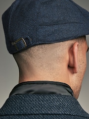 Navy Blue Wool Blend Flat Cap - Image 2 of 5
