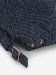 Navy Blue Wool Blend Flat Cap - Image 4 of 5