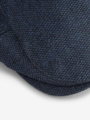 Navy Blue Wool Blend Flat Cap - Image 5 of 5