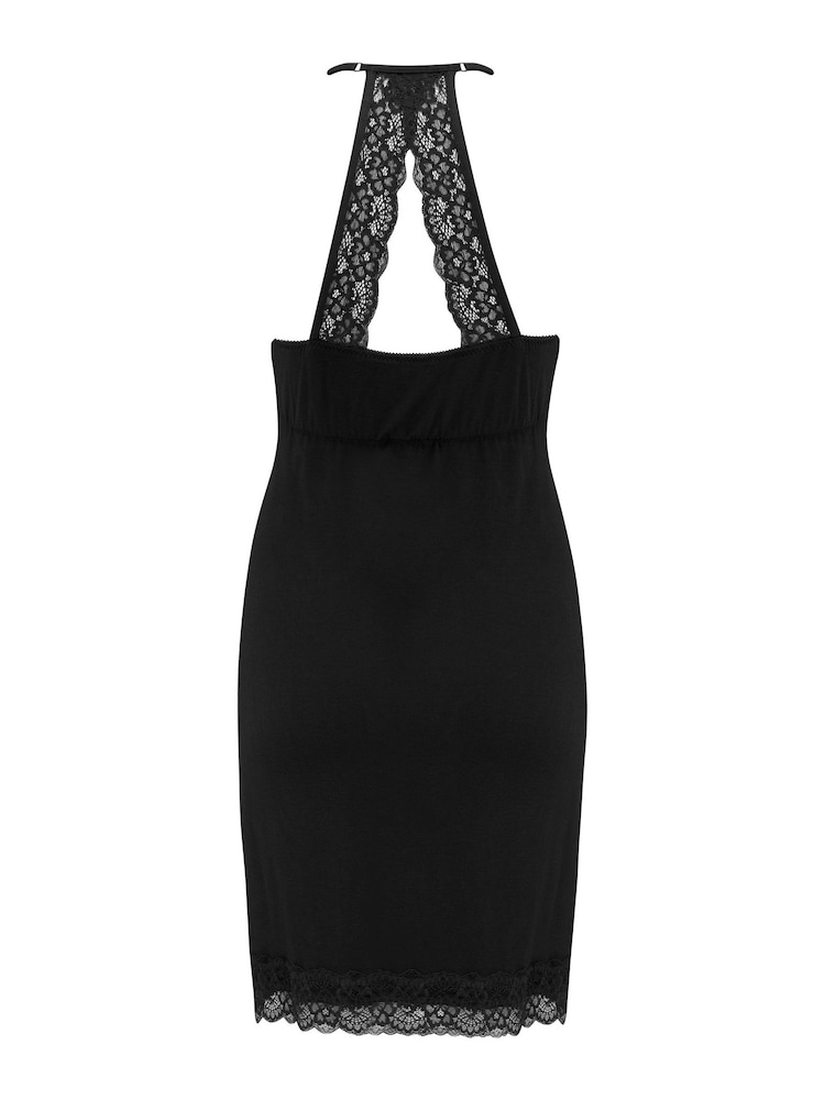 Pour Moi Black Sofa Loves Lace Trim Removable Cup Chemise - Image 5 of 5