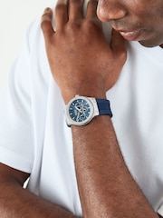 Sekonda Blue Titan 42mm Round Silver Analogue Watch with Dark Strap - Image 1 of 6