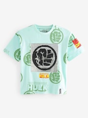 Incredible Hulk Green Flippy Sequin License T-Shirt (3-16yrs) - Image 3 of 4