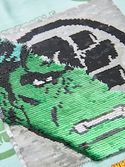 Incredible Hulk Green Flippy Sequin License T-Shirt (3-16yrs) - Image 4 of 4