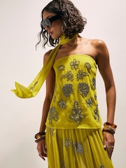 River Island Yellow Embellished Bandeau Top - Image 1 of 4