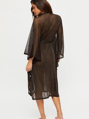 Ann Summers Summer Nights Schimmernder Strand-Kimono aus Netzstoff, Schwarz - Bild 2 von 5