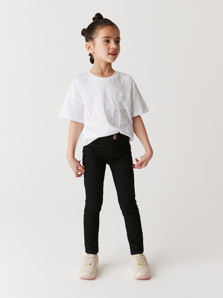 River Island Black Girls Molly Mid Rise Skinny Jeans - Image 1 of 4