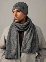 Темно-серый - Beanie Hat And Knitted Scarf Soft Touch Set - Изображение 1 из 7