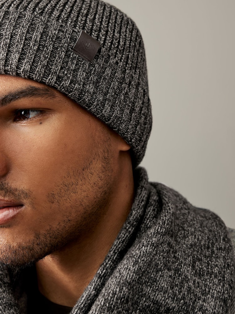 Темно-серый - Beanie Hat And Knitted Scarf Soft Touch Set - Изображение 2 из 7