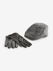Grey Wool Blend Flat Cap and Gloves Set - Image 1 of 4