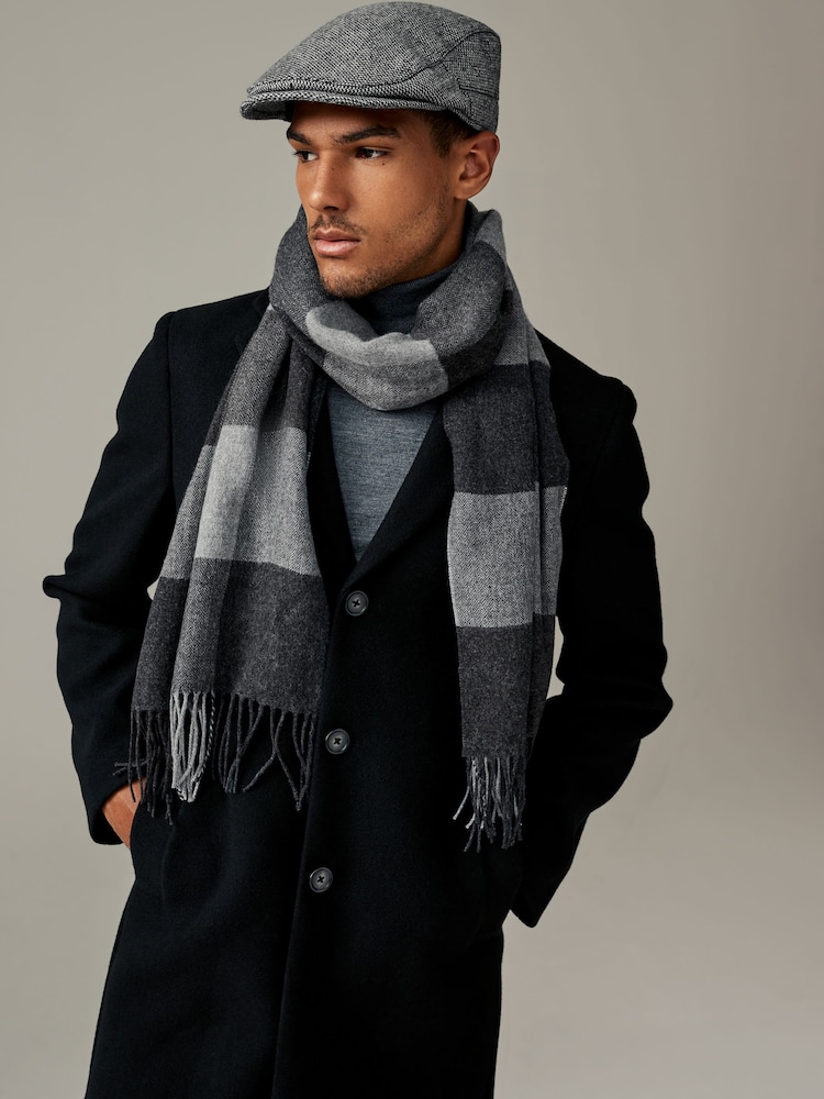 Monochrome Flat Cap and Woven Scarf Set - Image 1 of 7 Monochrome Flat Cap and Woven Scarf Set - Image 1 of 7