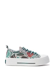 Moda in Pelle Green Betta Woven Upper Chunky Trainers - Image 1 of 4