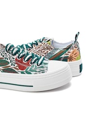 Moda in Pelle Green Betta Woven Upper Chunky Trainers - Image 3 of 4