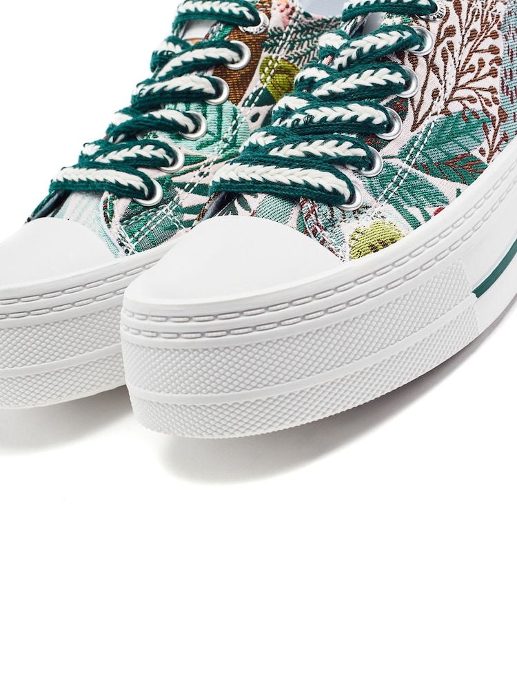 Moda in Pelle Green Betta Woven Upper Chunky Trainers - Image 4 of 4