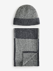 Темно-синий/темно-серый - Beanie Hat And Knitted Scarf Soft Touch Set - Изображение 3 из 8