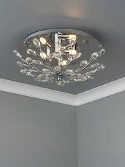 Dar Lighting Silver Zafir 3 Light Flush Fitting Ceiling Light - Image 1 of 4