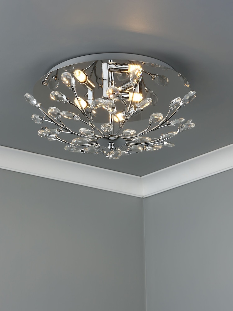 Dar Lighting Silver Zafir 3 Light Flush Fitting Ceiling Light - Image 1 of 4