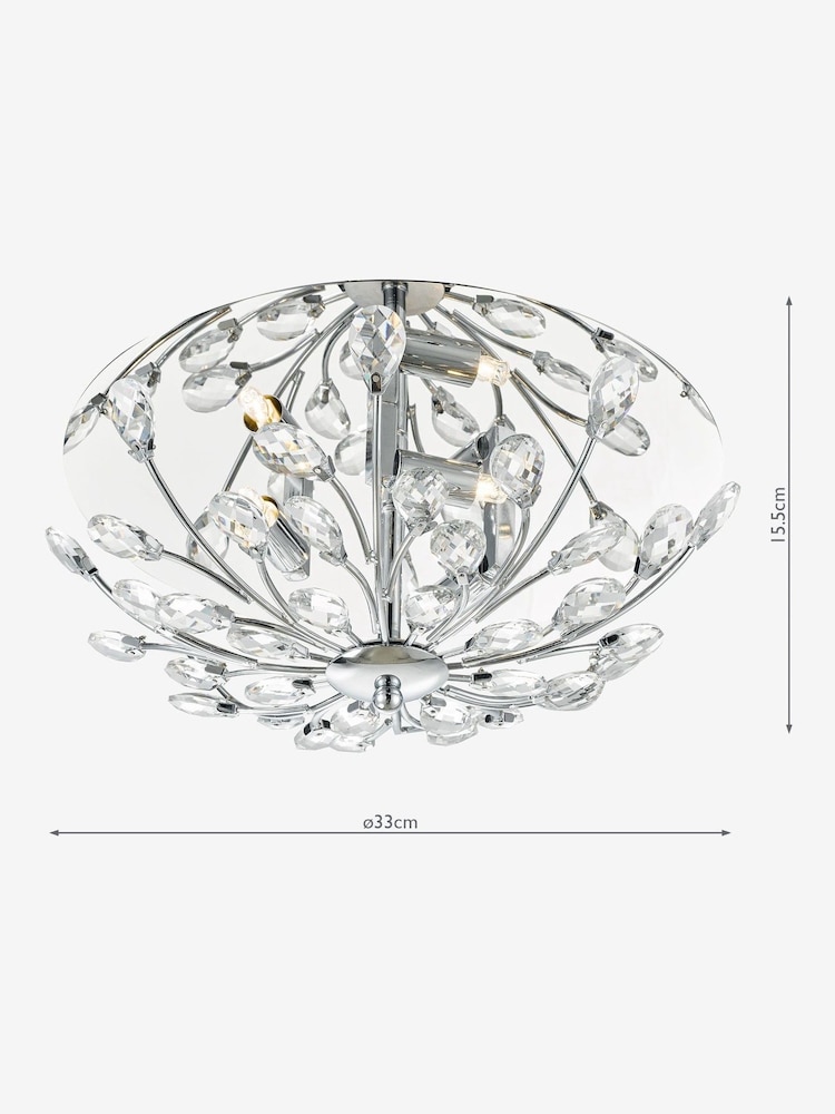 Dar Lighting Silver Zafir 3 Light Flush Fitting Ceiling Light - Image 2 of 4