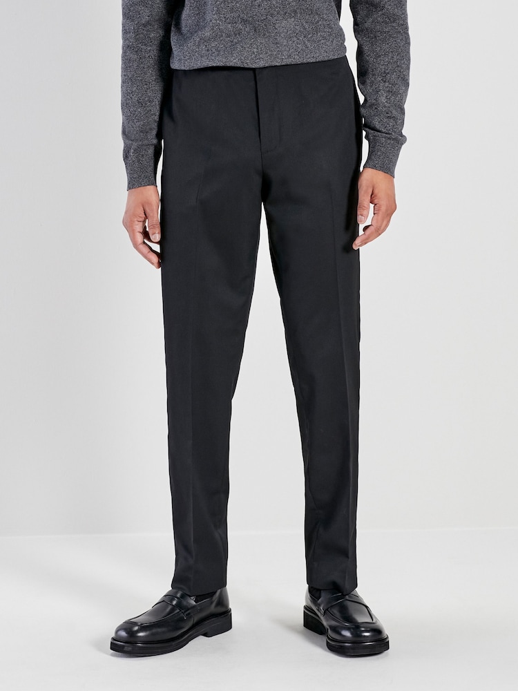 Black Slim Fit Smart Twill Side Adjuster Trousers - Image 1 of 3