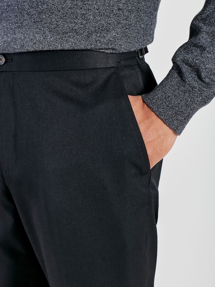 Black Slim Fit Smart Twill Side Adjuster Trousers - Image 2 of 3
