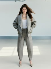 River Island Brown Leather Bomber Jacket - Image 3 of 4