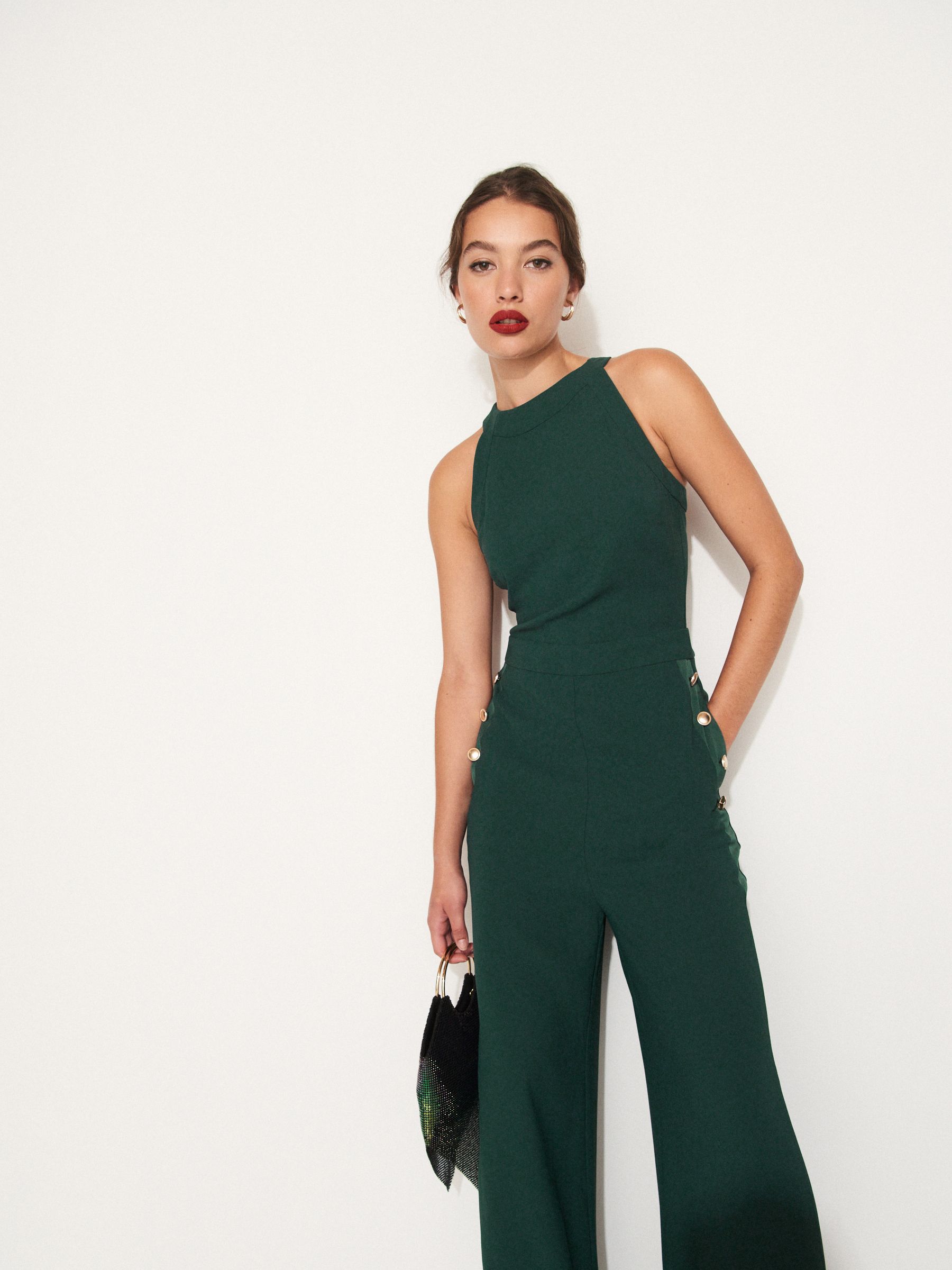 Next green geo jumpsuit shop