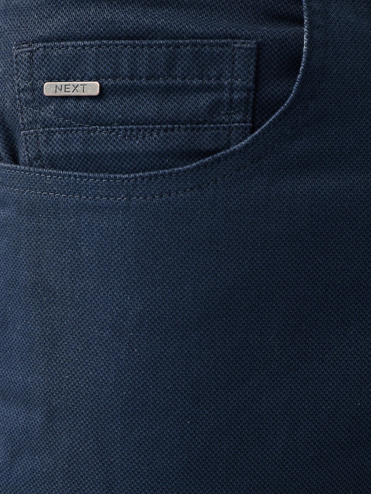 Blue Navy Slim Fit Textured Soft Touch Stretch Denim Jean Style Trousers - Image 6 of 6 Blue Navy Slim Fit Textured Soft Touch Stretch Denim Jean Style Trousers - Image 6 of 6
