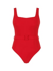 Panache Red Rossa Square Neck Belted Swimsuit - Image 4 of 4