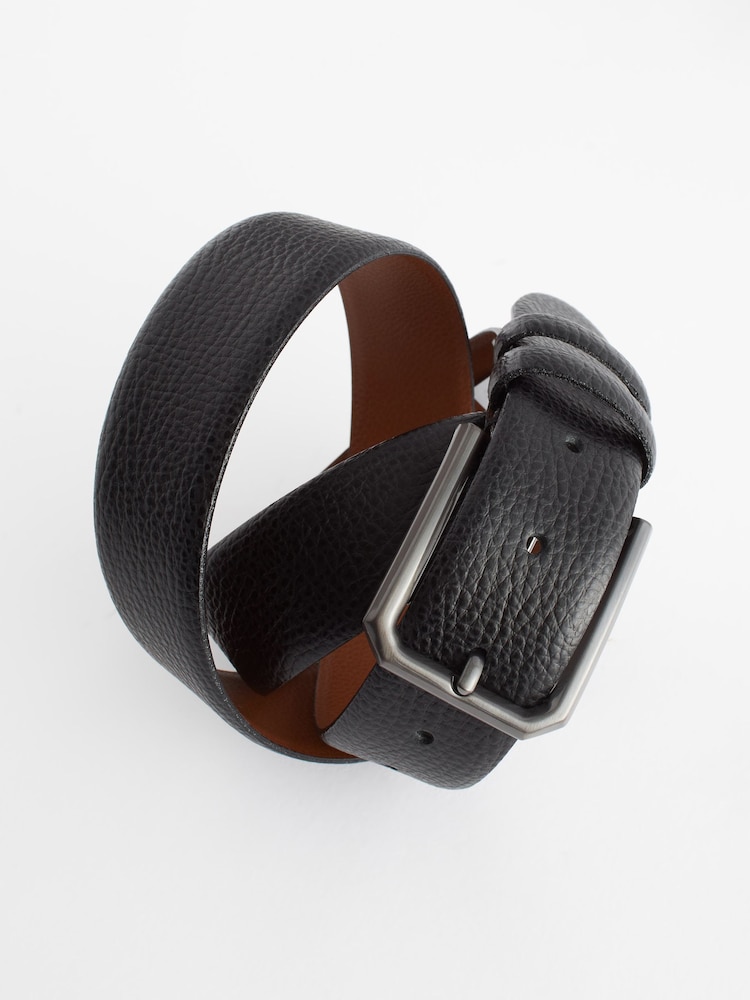 Black Grained Leather Belt - Image 3 of 3