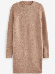 Mole Brown Bouclé High Neck Long Sleeve Jumper Dress - Image 5 of 6