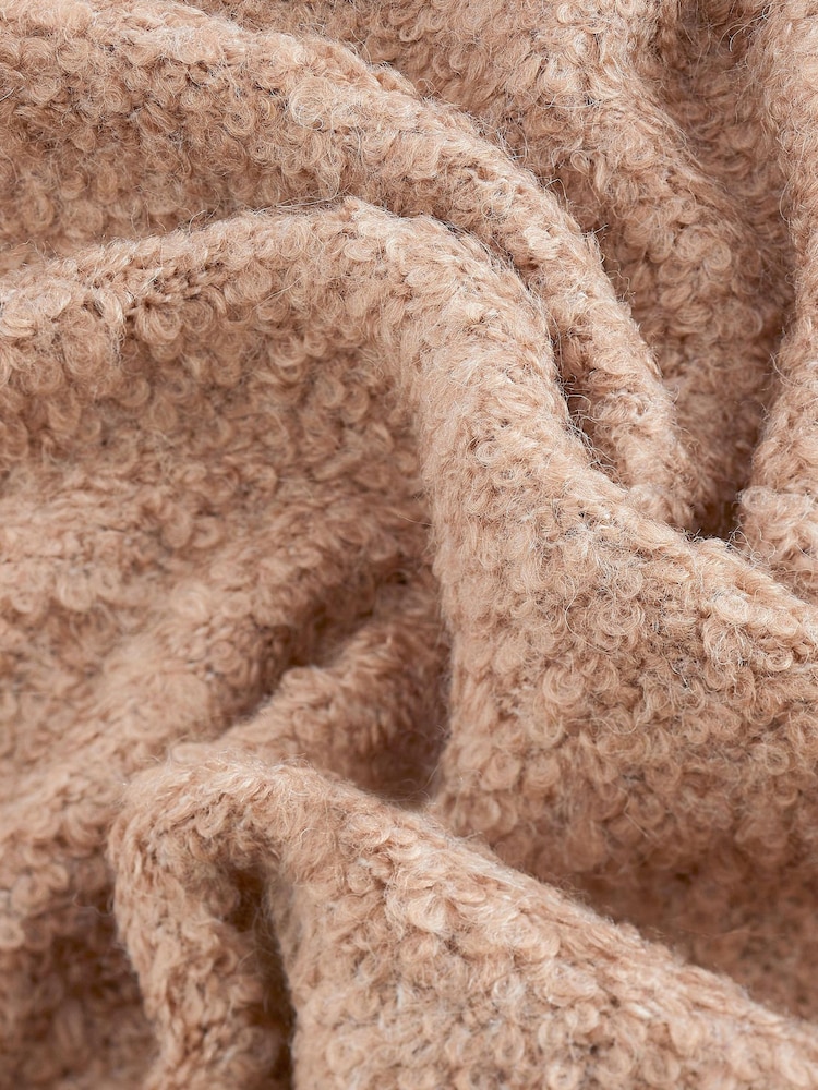 Mole Brown Bouclé High Neck Long Sleeve Jumper Dress - Image 6 of 6