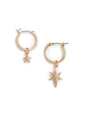 AllSaints Silver Tone Celestial Star Charm Huggies - Image 1 of 2