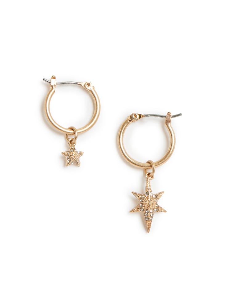 AllSaints Silver Tone Celestial Star Charm Huggies - Image 1 of 2