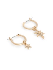 AllSaints Silver Tone Celestial Star Charm Huggies - Image 2 of 2
