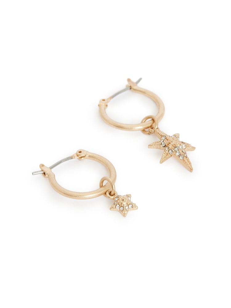 AllSaints Silver Tone Celestial Star Charm Huggies - Image 2 of 2
