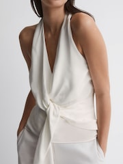 Reiss Ivory Freda Tie Halter Neck Blouse - Image 1 of 5