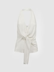 Reiss Ivory Freda Tie Halter Neck Blouse - Image 2 of 5