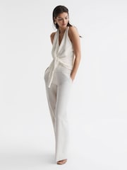 Reiss Ivory Freda Tie Halter Neck Blouse - Image 5 of 5