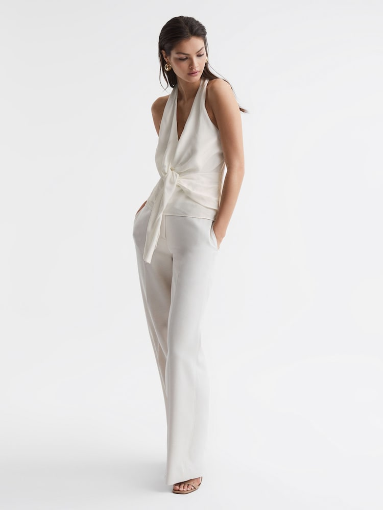 Reiss Ivory Freda Tie Halter Neck Blouse - Image 5 of 5 Reiss Ivory Freda Tie Halter Neck Blouse - Image 5 of 5