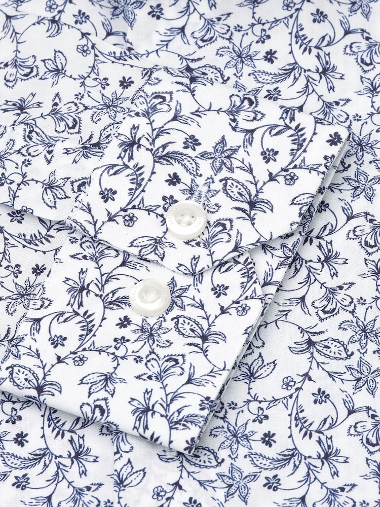 Brook Taverner White Floral Print Cotton Shirt - Image 6 of 6 Brook Taverner White Floral Print Cotton Shirt - Image 6 of 6