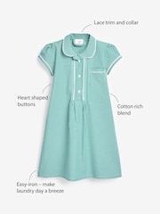 Green Cotton Rich Button Front Lace Gingham School Dress (3-14yrs) - Image 3 of 6
