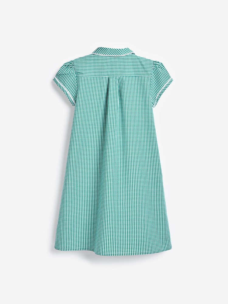 Green Cotton Rich Button Front Lace Gingham School Dress (3-14yrs) - Image 7 of 8