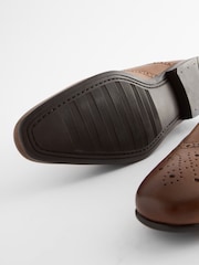 Tan Brown Standard Fit Leather Oxford Brogue Shoes - Image 7 of 10