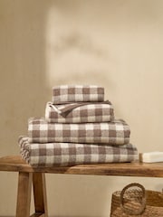 Yard Chocolate Brown Barton Check Towel - Image 1 of 4