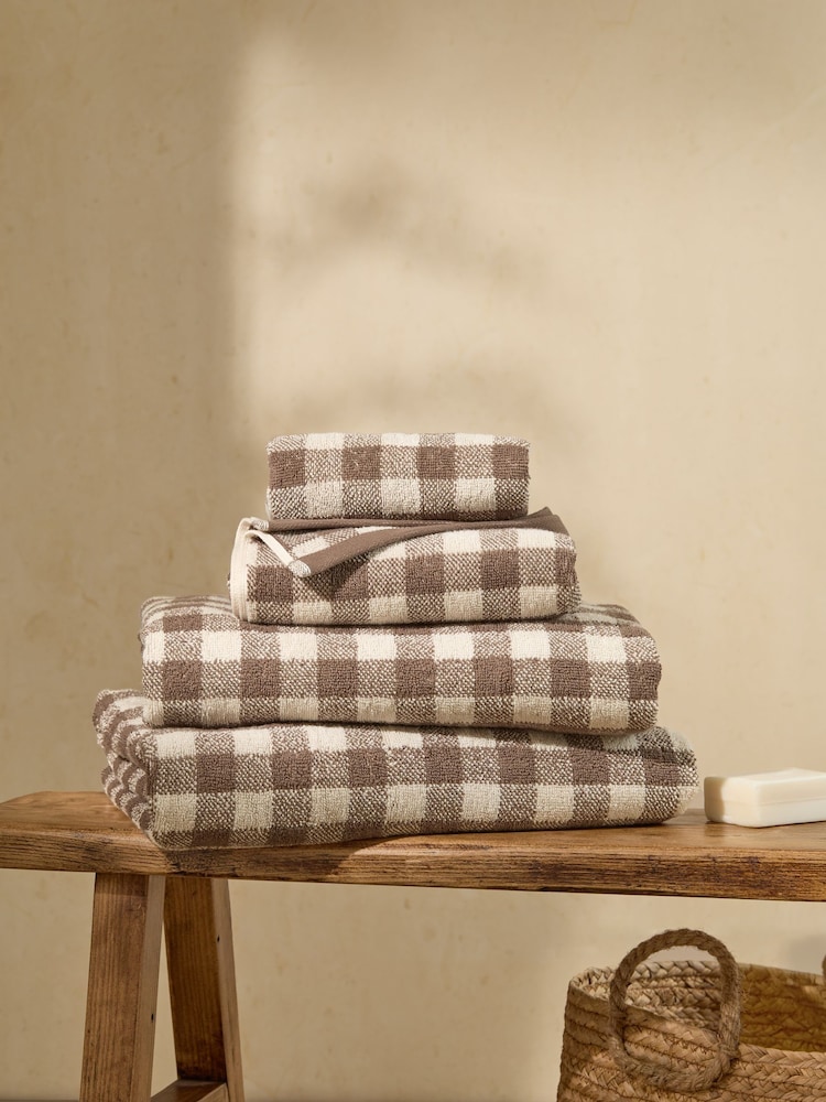 Yard Chocolate Brown Barton Check Towel - Image 1 of 4 Yard Chocolate Brown Barton Check Towel - Image 1 of 4