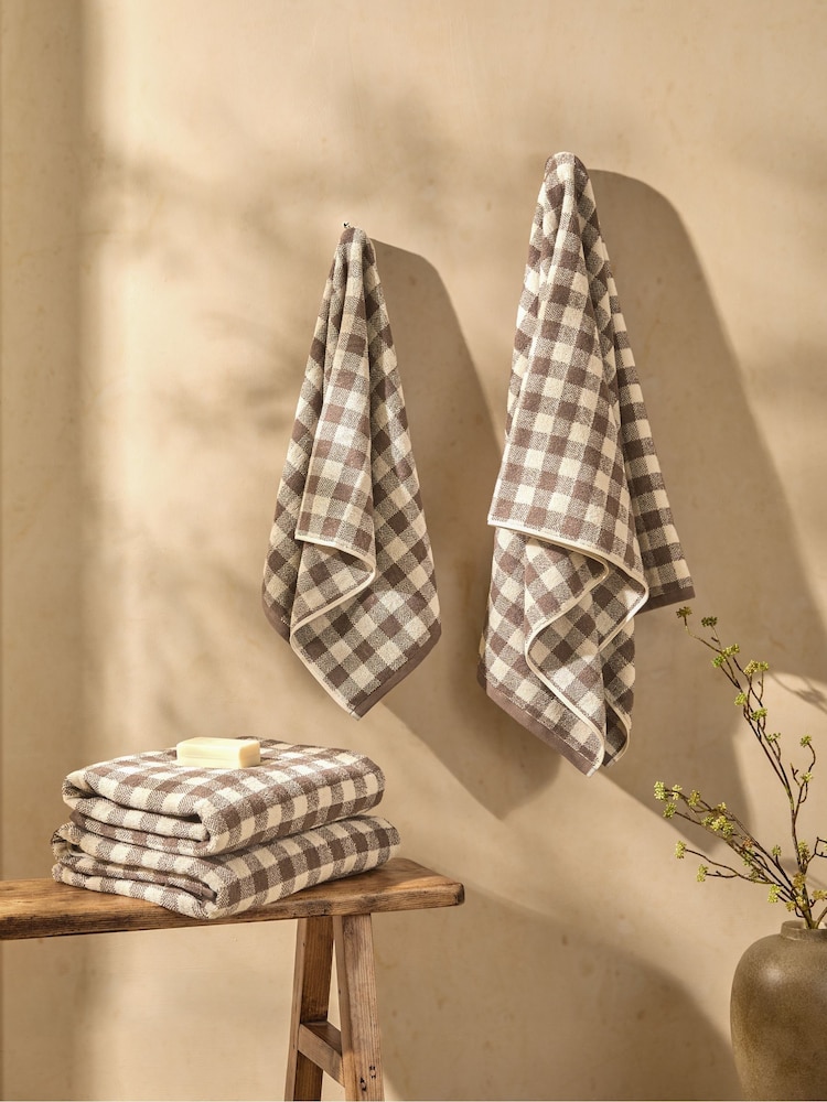 Yard Chocolate Brown Barton Check Towel - Image 2 of 4 Yard Chocolate Brown Barton Check Towel - Image 2 of 4