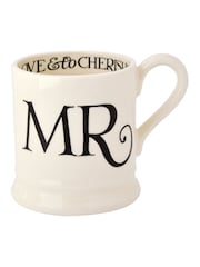 Emma Bridgewater Set of 2 Cream Black Toast Mr & Mrs 1/2 Pint Mugs Boxed - Image 3 of 5